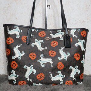 Coach Signature Halloween Print City Tote (Brown)